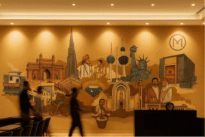 Malabar gold and diamond storywall by Athma Art Studio