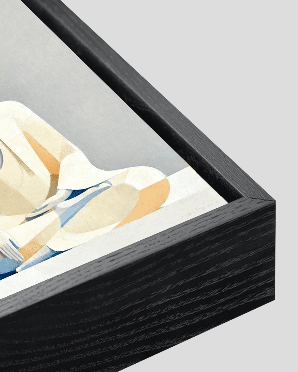 Tranquil aura Buddha modern minimalist spiritual art with a calm meditative figure in soft neutral tones.