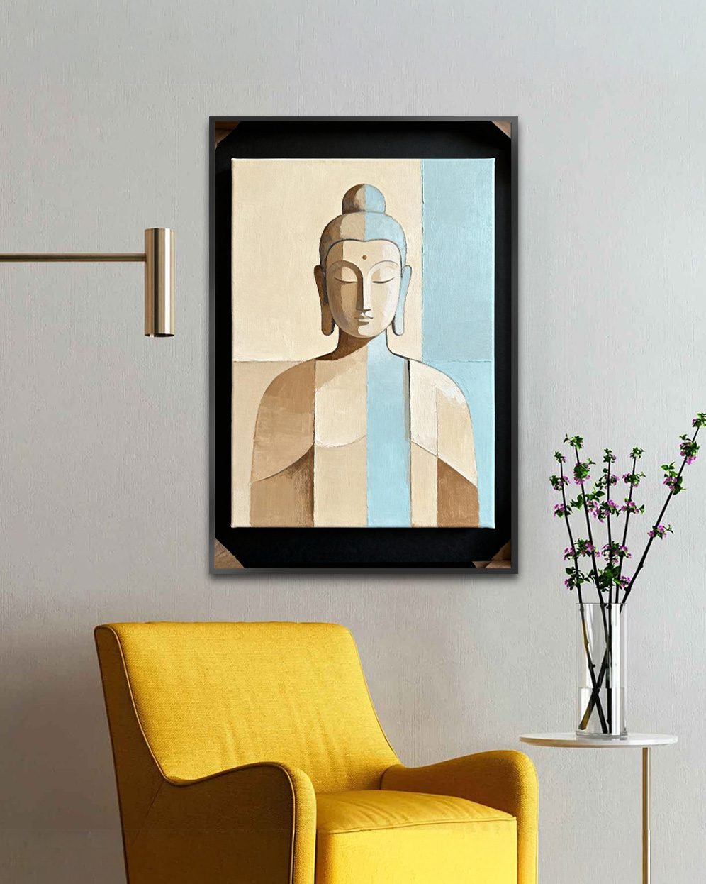 Tranquil Buddha Abstract Canvas Art – Modern Meditative Painting