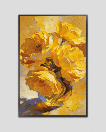 Golden Petals – Bright Textured Yellow Floral Artwork