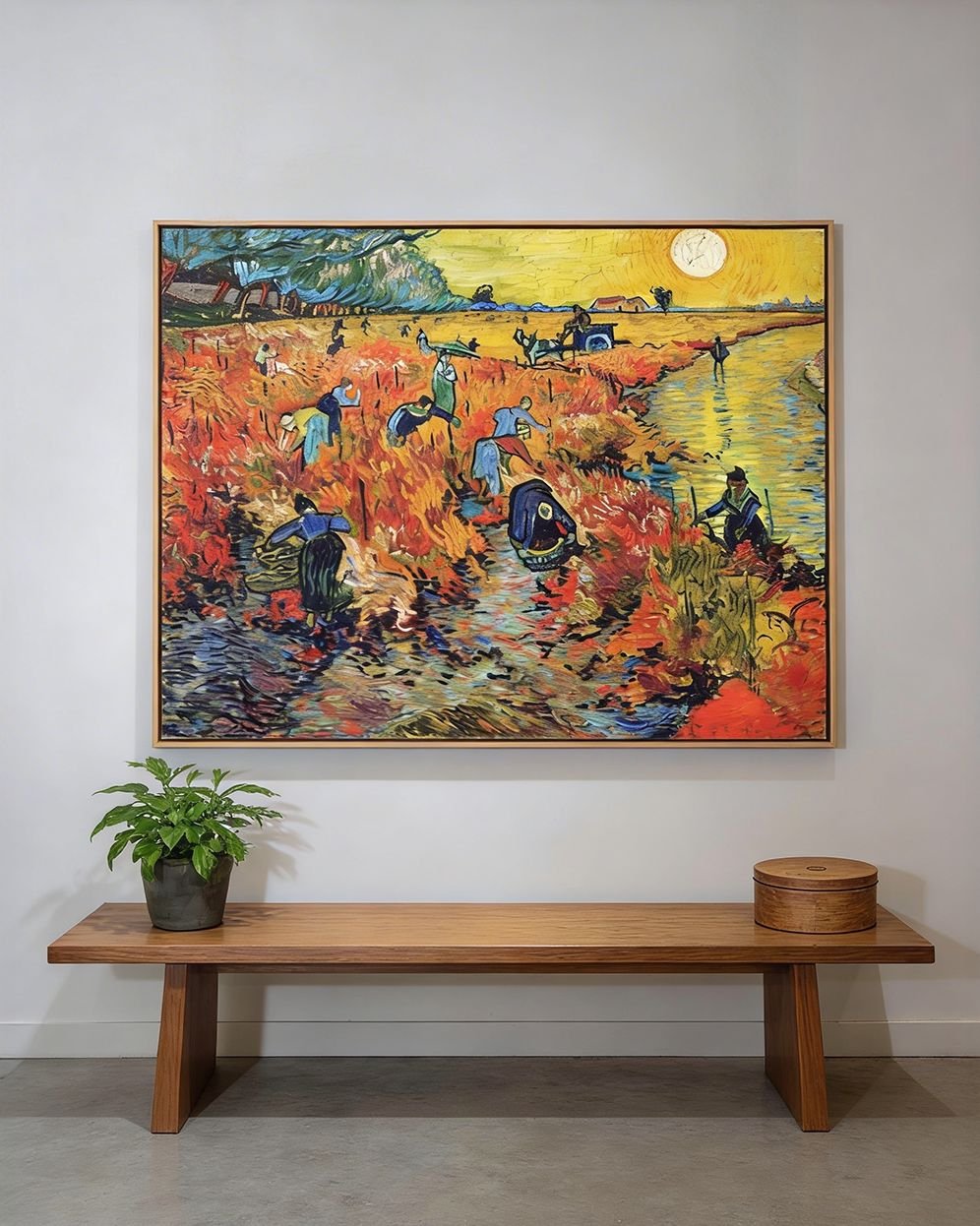 Red vineyard wall art inspired by Vincent van Gogh