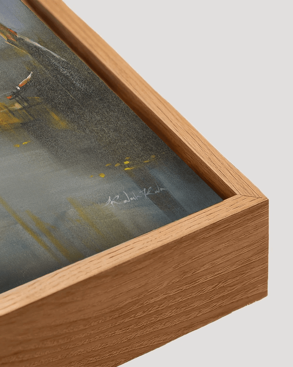 Misty Riverside Village – Atmospheric Landscape Acrylic Painting - Image 3