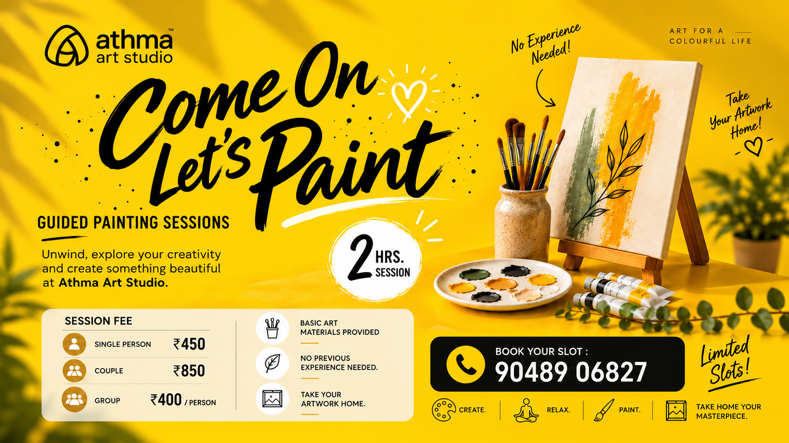 Guided painting workshop in Kozhikode at Athma Art Studio